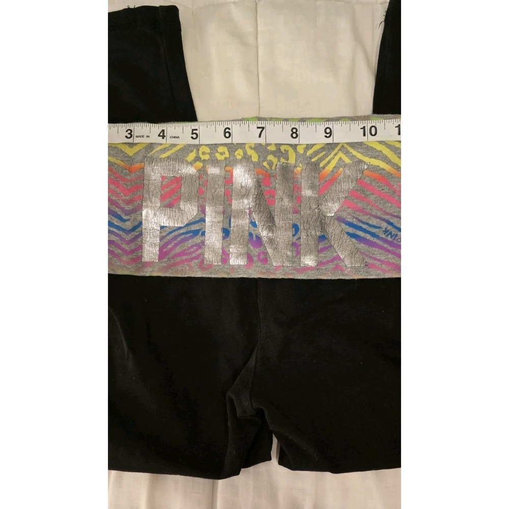 VS PINK VINTAGE Y2K FOLD OVER FLARE CAPRI YOGA LEGGINGS S Rainbow &animal Print